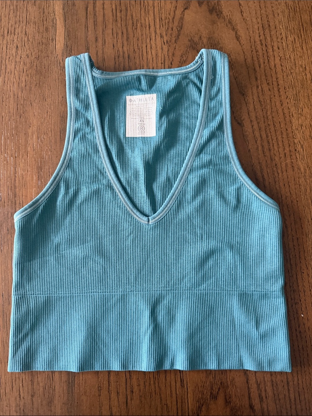 Athleta Ribbed V-Neck Crop Tank in Teal